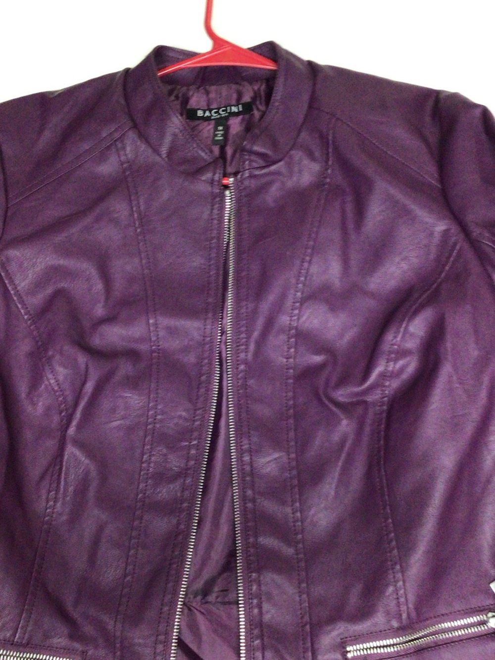 Baccini Women's Deep Purple Faux Leather Zip-Front Jacket